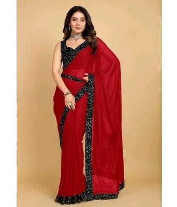 Gullak Lycra Dyed Saree With Unstitched Blouse Piece ( Red )