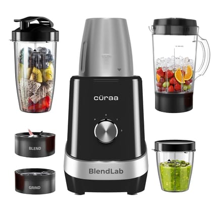 Craa BlendLab Mixer Grinder for kitchen 4 Jars 100% Copper Motor Stainless Steel Jar for Spice Grinding & Chutneys Compact Smoothie Blender Smoothies Maker 2 Year Warranty, 400w Craa BlendLab Mixer Grinder for kitchen 4 Jars 100% Copper Motor Stainless S