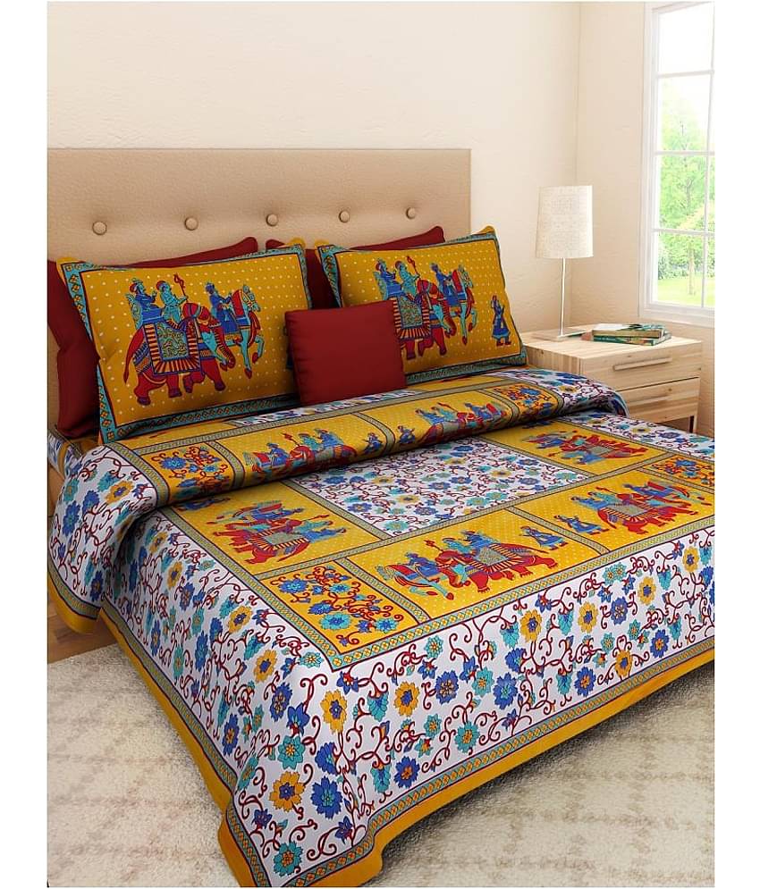 Bombay Spreads Cotton King Bedsheet ( Yellow )