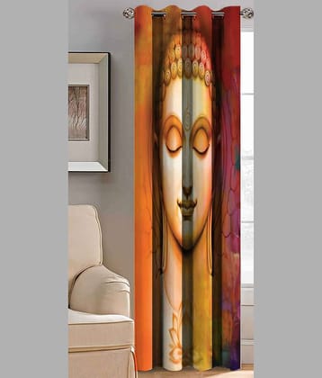 BELLA TRUE  Ethnic Printed Semi Transparent Eyelet Curtain7 Ftpack of 1