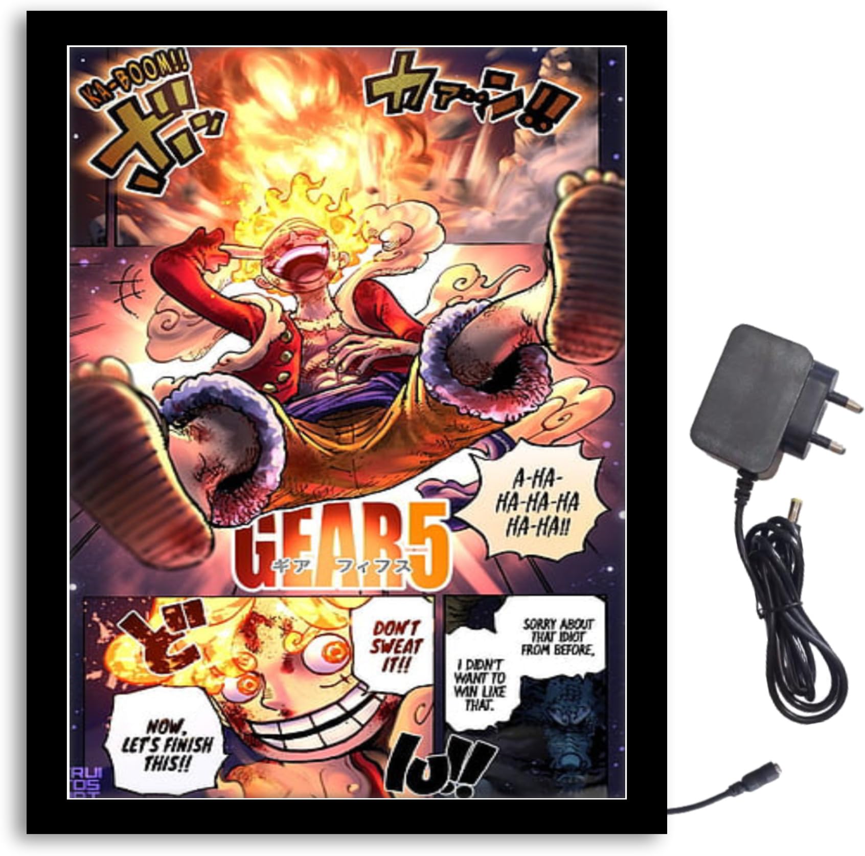 NOKKES One Piece Gear-5 Light Photo Frame 8X10 inch Led Light photo Frame With Light Adaptor Led Light Photo Frame Black Color Photo Frame_AQW169