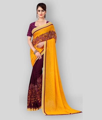 ANAND SAREES Georgette Printed Saree With Unstitched Blouse Piece ( Yellow )