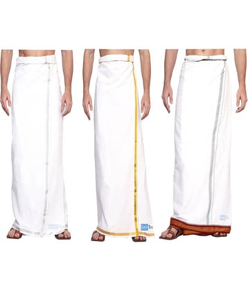 GOWRI TEX Cotton Men's Dhoti White ( Pack of 3 )