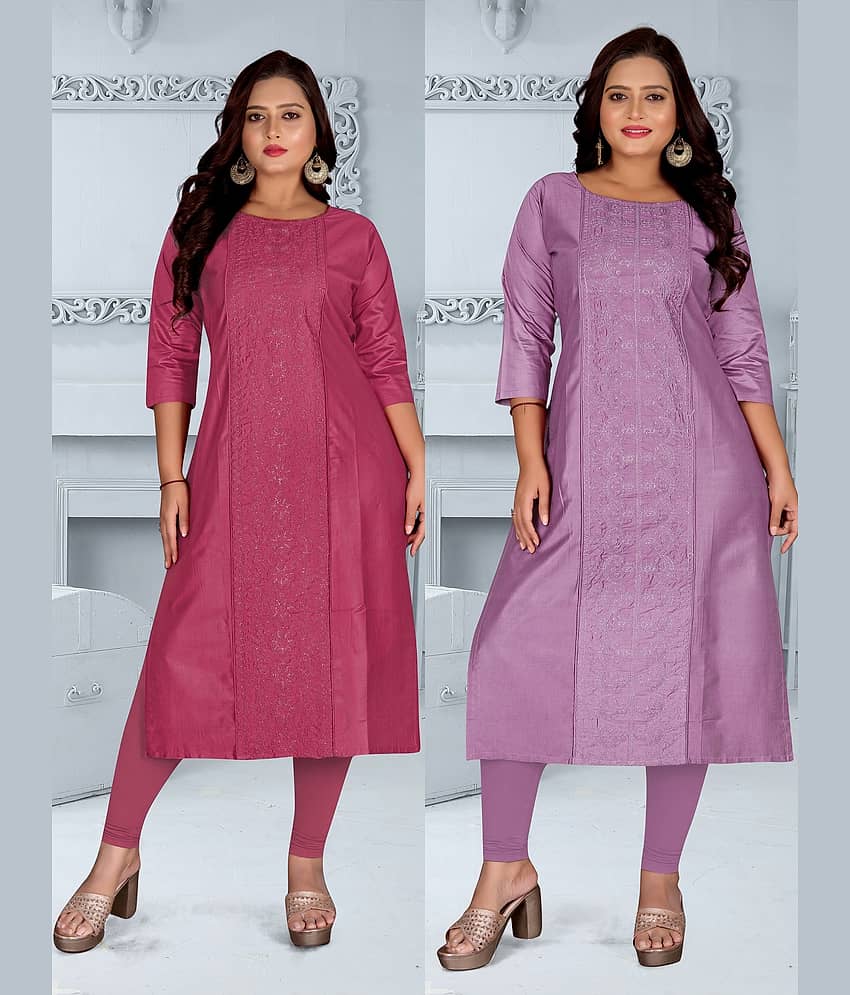 Hetsa Women Chanderi Embroidered A-line Kurti ( Multicolor )