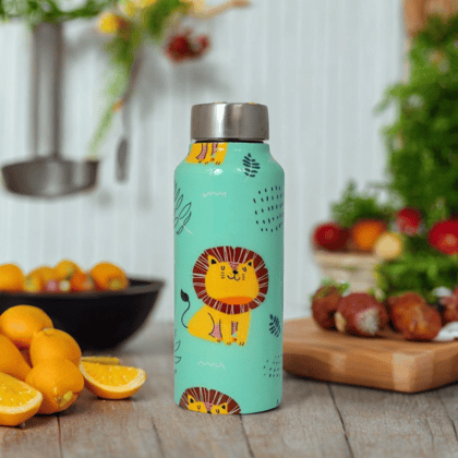 Lion Print Handcrafted Eco-Friendly Meenakari Steel Bottle(750 ML)-Lion