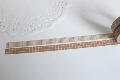 Parchment and Ash Mini Grid Washi Tape-Ash