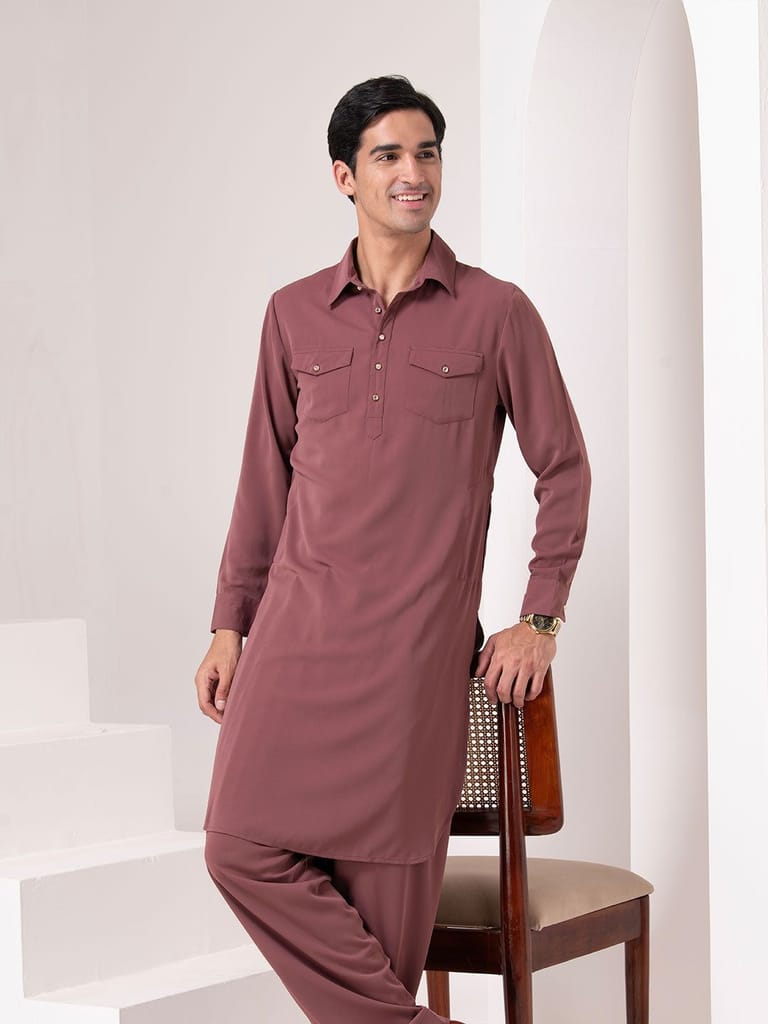 Dusty Rose Classic Kurta Set - Kurtas & Kurta Sets | Buy online on ZillyBuy