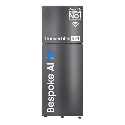 Samsung 419 L, 3 Star, Convertible 5-in-1, Digital Inverter, Frost Free Double Door, Bespoke AI WiFi Enabled Refrigerator (RT45DG6A4DB1HL, Black Matte/Black DOI) Samsung 419 L, 3 Star, Convertible 5-in-1, Digital Inverter, Frost Free Double Door, Bespoke