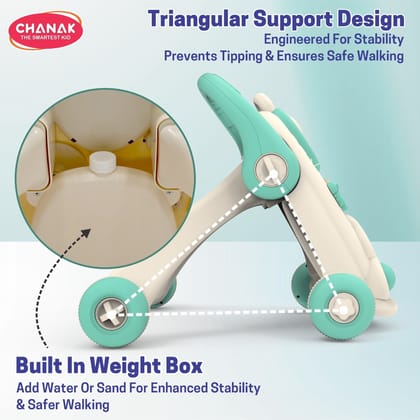 Chanak Happy Feet Baby Walker for 9+ Months, Adjustable Speed, Anti-Slip Wheels, Music & Activity Center, BPA-Free, Stable Design with Water Tank, Interactive Push Walker for Baby Boys & Girls-Purple
