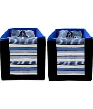 SH. NASIMA Foldable Non Woven Shirt Stacker Wardrobe Organizer with Side Handle  (Pack of Black Blue 2 pcs )