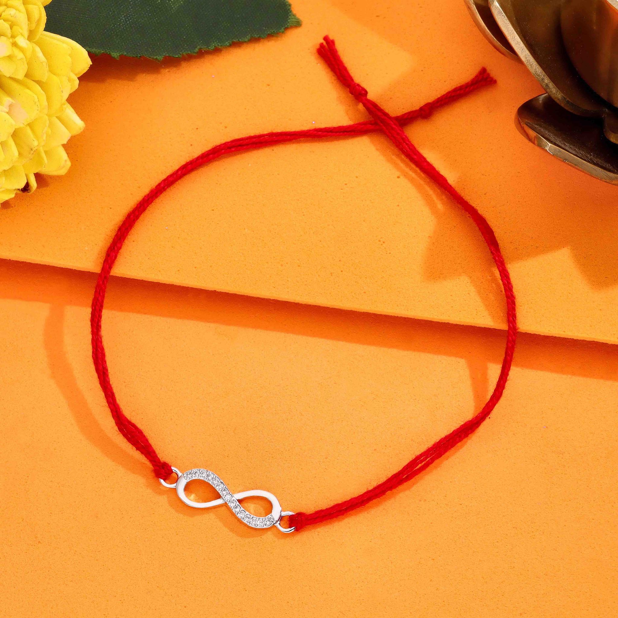 Forever Infinity Love Rakhi-White Stone / Silver