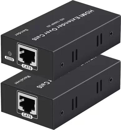 HDMI Extender 60M Without Adapter ,HDMI to RJ45 Ethernet Network Converter Media Streaming Device (1x Transmitter+1x Receiver)-Black
