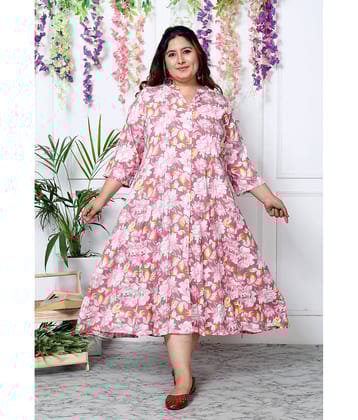 Swasti Cotton Blend Printed Front Slit Women's Kurti - Purple ( Pack of 1 )