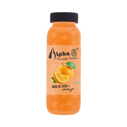Alpha 8 Orange Juice With Nata De Coco, 200 ml- Pack of 12