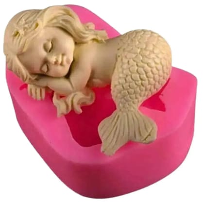 Sleeping Little Mermaid Shape Sea Ocean Themed Silicone Fondant Gum Paste Mould