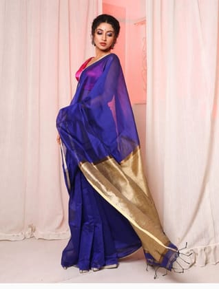 Cotton silk saree with ghicha achol