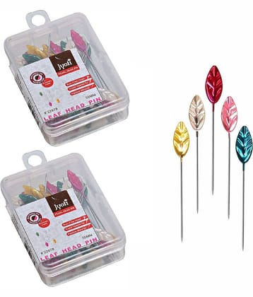 Jyoti Pearl Head Pins Leaf Multicolored for Tailoring, Dressmaking, Crafting, Sewing, College Projects, Ornament, Patch Work, Decorating, Hijab, & Scarf for Women #22878 (50 Pins in a Box) - Pack of 2