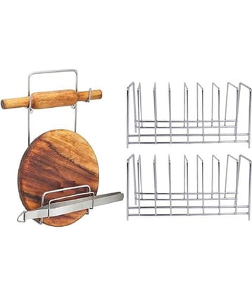 JISUN - Silver Stainless Steel Dish Racks ( Pack of 3 )