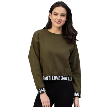 Women's Fleece Solid Long Sleeves Sweatshirt (Olive, 2XL)-PID55857 Women's Fleece Solid Long Sleeves Sweatshirt (Olive, 2XL)-PID55857