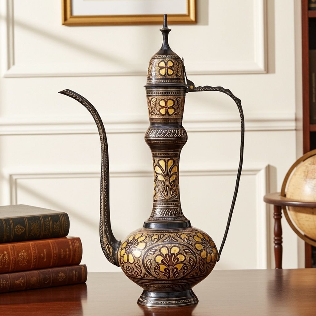 Brass Decorative Aftaba Surahi � Handcrafted Ethnic Home Decor, Height : 20 Inch (FMAS280)