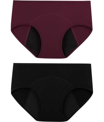 Bebron Cotton Lycra Period Panty ( Multicolor1 , Pack of 2 )
