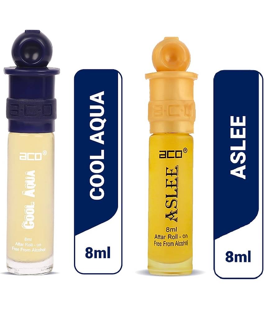 aco perfumes Cool Aqua & Aslee Concentrated  Attar Roll On 8ml COMBO SET