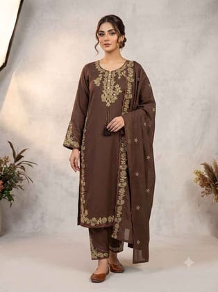 Roman Silk Embroidered Plazzo Suit