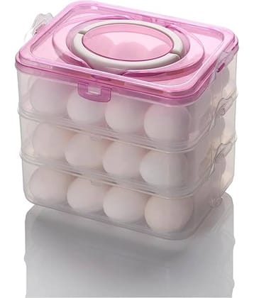 Analog Kitchenware Plastic Egg Refrigerator Storage Tray Stackable/ Egg Storage Containers For Fridge AND Kitchen Egg Storage Basket With Carry Holder