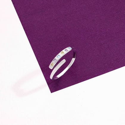Multi-Colored Gemstones Elegant Split Band Silver Ring-Multi Stone / Silver / 6