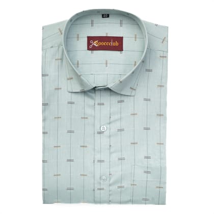 Astral Blue Color Lining Butta Cotton Shirts-M (38 Inch) (98 CM) / Full