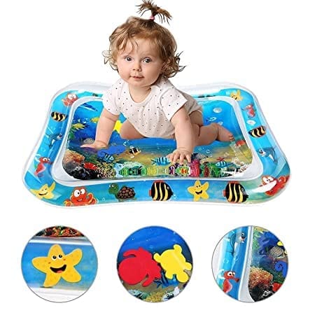 MM TOYS Double Sided Water Play Mat Toys for Crawling Baby Kids Inflatable Tummy Time Leakproof and Toddlers Perfect Fun Activity Play Center Indoor and Outdoor -(Blue)
