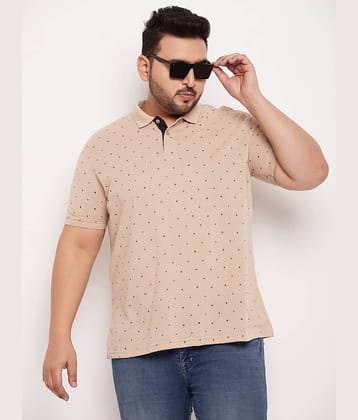 XFOX Pack of 1 Cotton Blend Regular Fit Printed Half Sleeves Men's Polo T Shirt ( Beige )