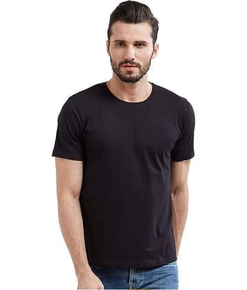 Glito Pack of 1 Cotton Blend Regular Fit Men's T-Shirt ( Black )