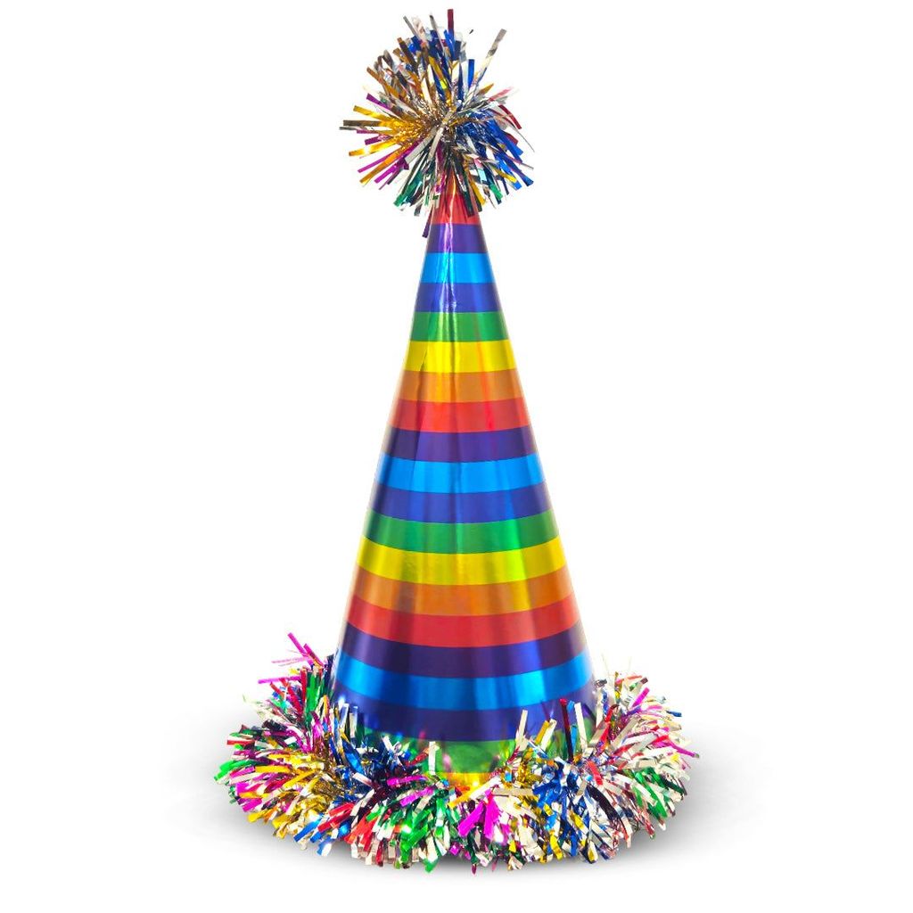 Multicolored Glossy Party Hat w/ Fringe - 1 PC - Party and Festive Needs | Buy online on ZillyBuy