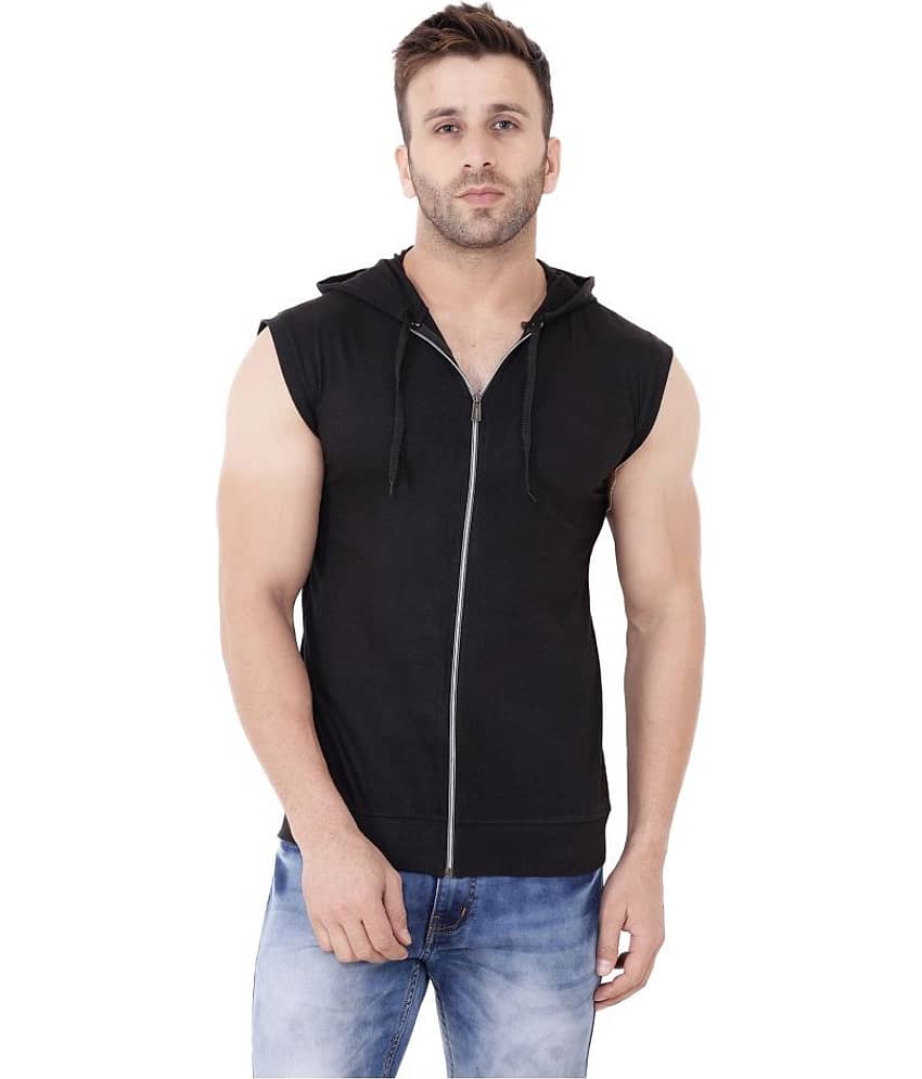 Tfurnish Cotton Blend Black Solids T-Shirt