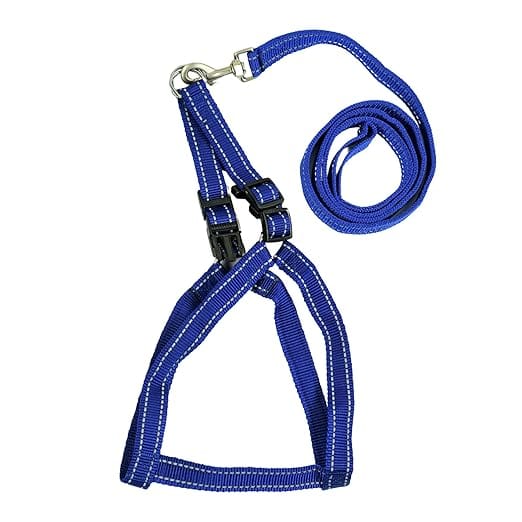 BlingPets Dog Leash and Harness Combo Set | Highly Reflective | Dog Rope for Small, Medium & Large Dogs | Size- Leash-5 Ft + Harness-Medium (Blue)