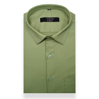 Green Color Lycra Cotton Shirt For Men's-M (38 Inch) (98 CM) / Full