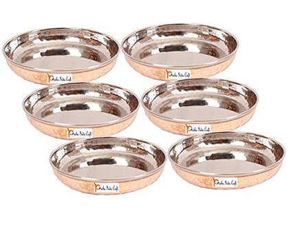 Steel Copper Halwa Plates | 150 ml | Set of 6