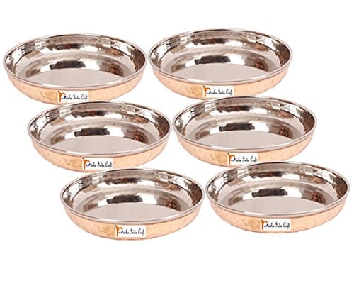 Steel Copper Halwa Plates | 150 ml | Set of 6