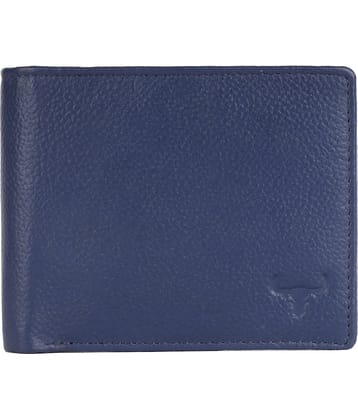 WILDNAPA 100% Leather Solid Men's Regular Wallet With 6 Slots For Card ( Blue , Pack of 1 )