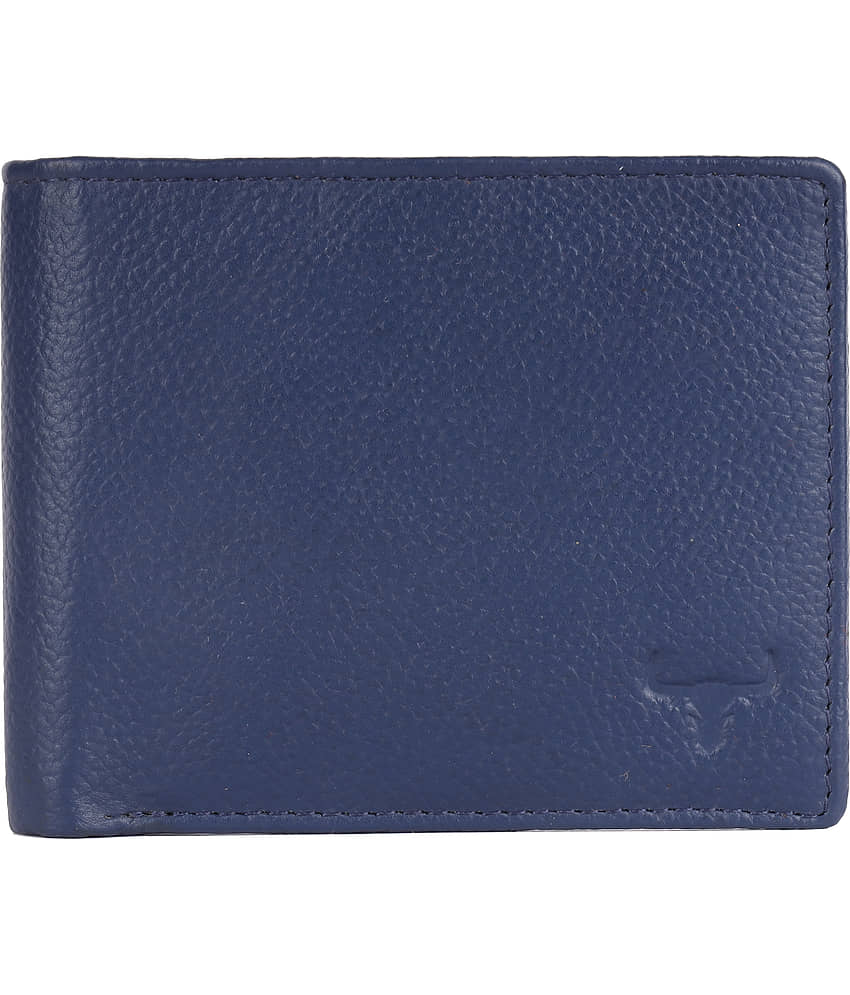 WILDNAPA 100% Leather Solid Men's Regular Wallet With 6 Slots For Card ( Blue , Pack of 1 )