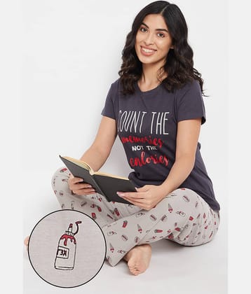 Clovia Cotton Nightsuit Sets - Grey Pack of 2