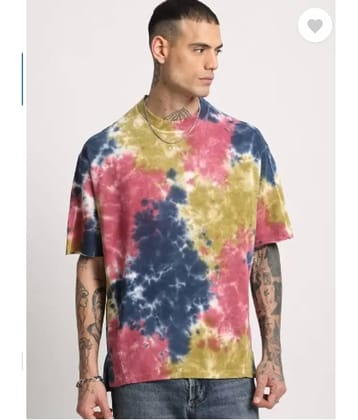 TOROLY Cotton Blend Oversized Fit Dyed Half Sleeves Men's Round T-Shirt - Multicolor ( Pack of 1 )