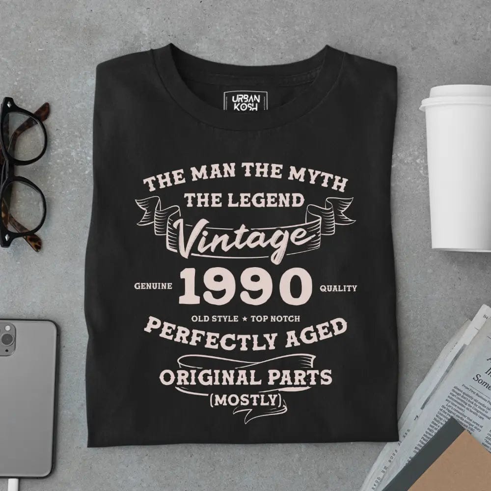 The Man The Myth The Legend Vintage 1990 Exclusive Premium T-Shirt-Black / S