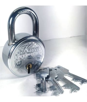 Home Decor Kiva Steel Push Double Locking 10 Lever Lock with 4 Keys (67 mm, Silver)