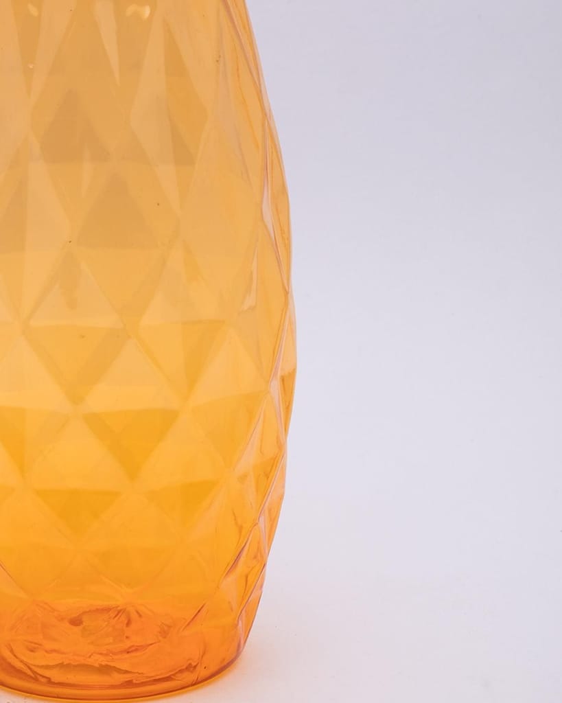 Fridge Water Bottle Set, Crystal Look, Orange Colour, Plastic, 1 L, Pack Of 3