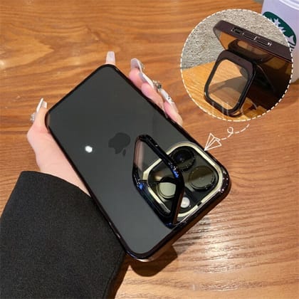 iPhone Series Camera Glass Lens Protector Kickstand Case-iPhone 13 Pro Max / Black