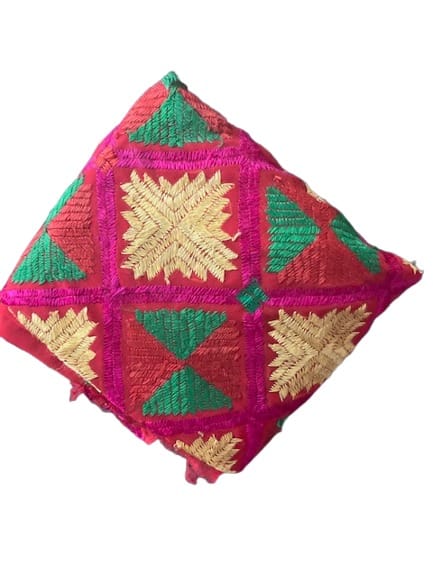 Multicoloured Phulkari Stitched Saree