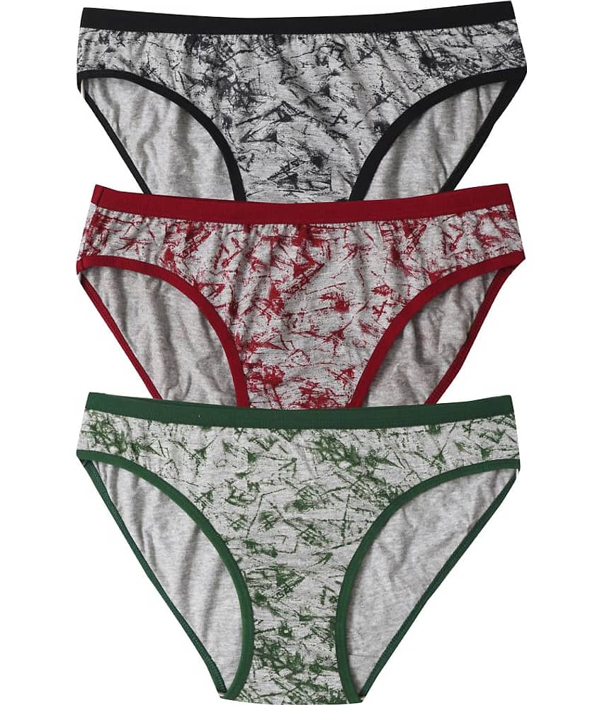 Elina Pack of 3 Cotton Printed Women's Bikini Panties ( Multi Color )