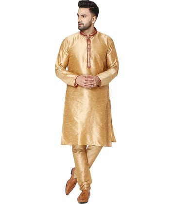 SKAVIJ Beige Silk Blend Kurta Pyjama Set